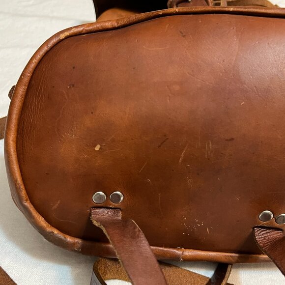 Vintage Handmade Genuine Leather Backpack Brown Rucksack Travel Bag Unisex Boho - Picture 8 of 12